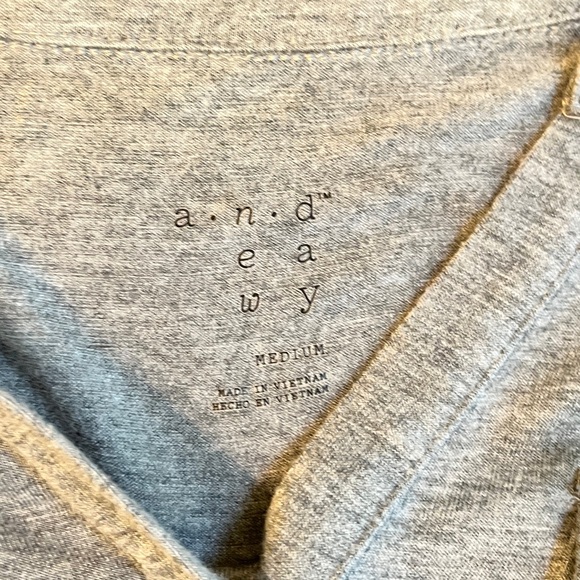 A New Day Light Gray V-neck Henley long sleeve tee w/roll up tabs - Picture 10 of 15